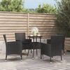 vidaXL 5 Piece Garden Bistro Set with Cushions Black Poly Rattan