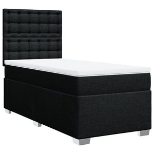 vidaXL Box Spring Bed with Mattress Black King Single Fabric
