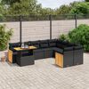 vidaXL 10 Piece Garden Sofa Set with Cushions Black Poly Rattan