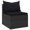 vidaXL Garden Middle Sofas with Cushions 2 pcs Black Poly Rattan