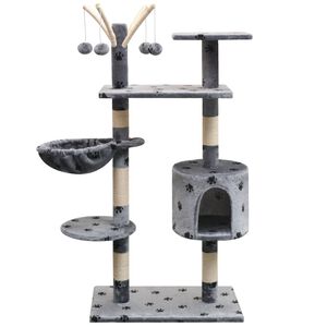 vidaXL Cat Tree | Grey with black paw prints