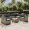 vidaXL 10 Piece Garden Lounge Set with Cushions Grey Poly Rattan
