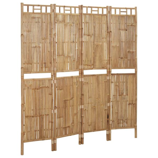 vidaXL 4-Panel Room Divider Bamboo 160x180 cm