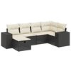 vidaXL 6 Piece Garden Sofa Set with Cushions Black Poly Rattan