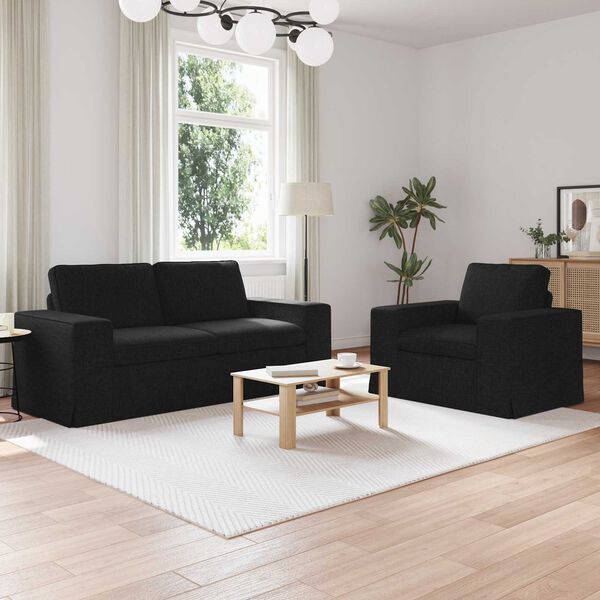 vidaXL Sofa 2 pcs Black 182 x 80 x 82 cm Fabric