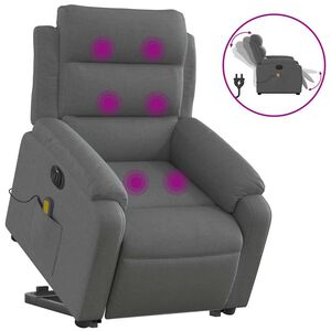 vidaXL Electric Stand up Massage Recliner Chair Dark Grey Fabric