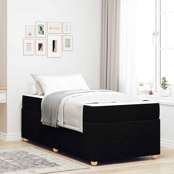 vidaXL Bed Frame with Mattress Black 90 x 190 cm Fabric