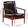 vidaXL Armchair Black Real Leather and Solid Wood Acacia