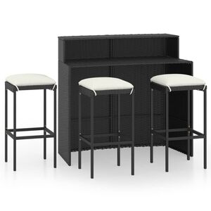 vidaXL 4 Piece Garden Bar Set with Cushions Black