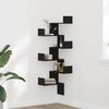 vidaXL Wall Corner Shelf with Shelf Black Oak 45 x 45 x 147 cm