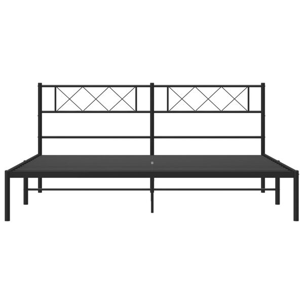 vidaXL Metal Bed Frame without Mattress with Headboard Black 180x200cm