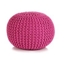 vidaXL Hand-Knitted Pouffe Cotton 50x35 cm Pink