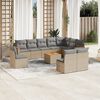 vidaXL 11 Piece Garden Sofa Set with Cushions Mix Beige Poly Rattan