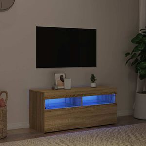 vidaXL TV Cabinet with LED Lights Sonoma Oak 90x35x40 cm