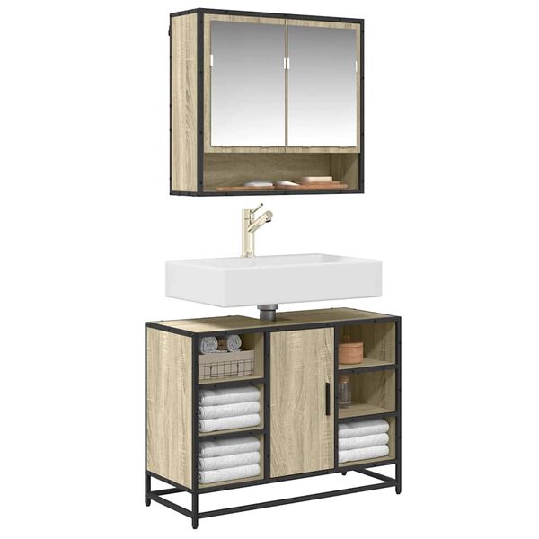 vidaXL Bathroom Sink Cabinet Sonoma Oak 80x33x60 cm Engineered Wood