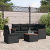 vidaXL 6 Piece Garden Sofa Set with Cushions Black Poly Rattan