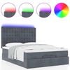 vidaXL Ottoman Bed with Mattresses & LEDs Dark Grey Double Velvet
