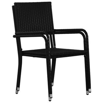 vidaXL Outdoor Dining Chairs 2 pcs Poly Rattan Black