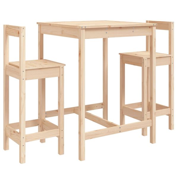 vidaXL 3 Piece Garden Bar Set Solid Wood Pine