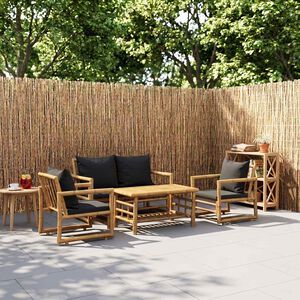 vidaXL 4 Piece Garden Lounge Set with Cushions Bamboo