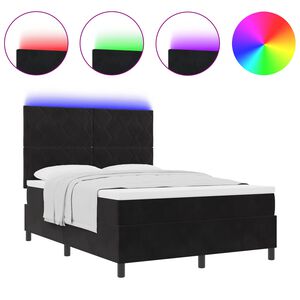 vidaXL Box Spring Bed Striped Manual Black andWhite 193 x 137 x 128 cm