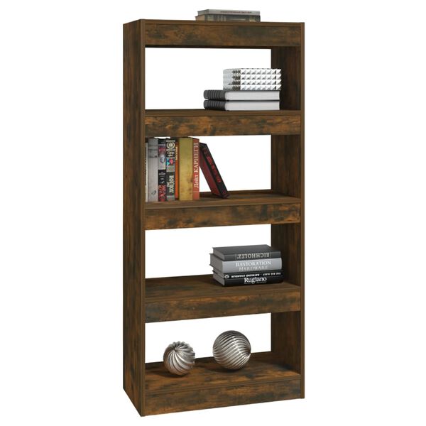 vidaXL Book Cabinet/Room Divider Smoked Oak 60x30x135 cm Engineered Wood