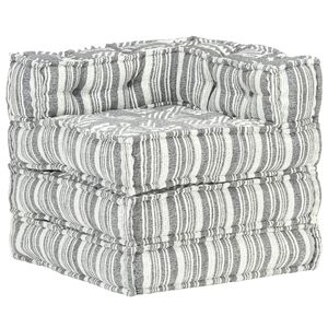 vidaXL Modular Pouffe Grey Stripe Fabric