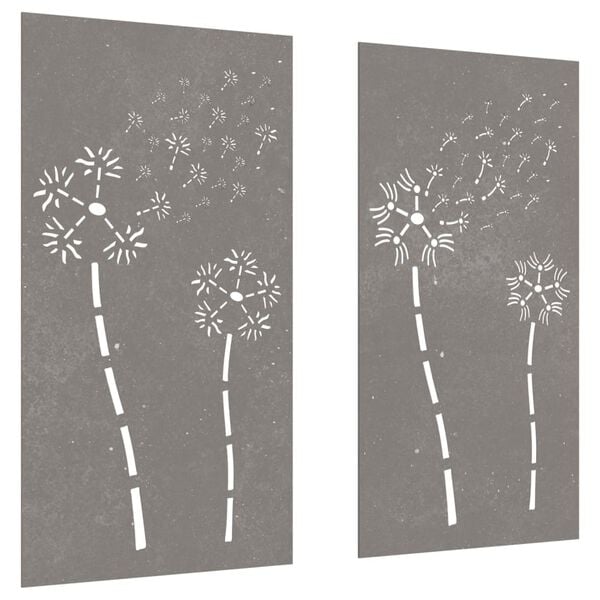 vidaXL Garden Wall Decorations 2pcs 105x55cm Corten Steel Flower Design