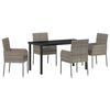 vidaXL Garden Dining Set with Cushion 5 pcs Grey Poly Rattan