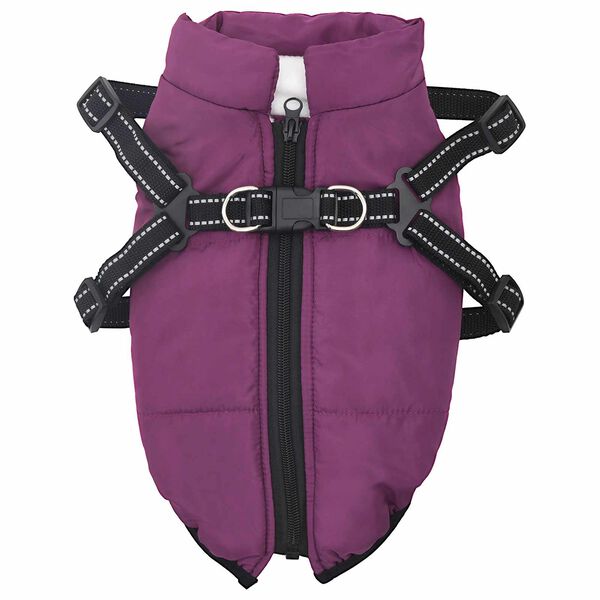 vidaXL Dog Coat with Harness Purple L40 Fleece and Polyester