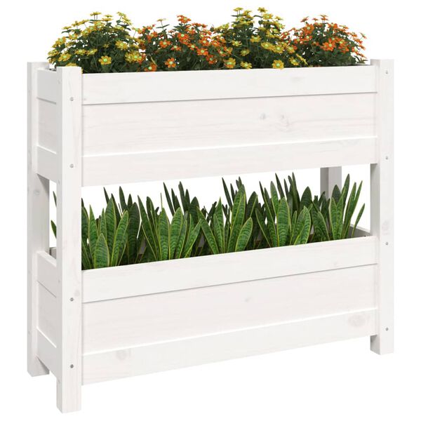 vidaXL Planter White 77x25x66 cm Solid Wood Pine