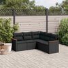 vidaXL 5 Piece Garden Sofa Set with Cushions Black Poly Rattan