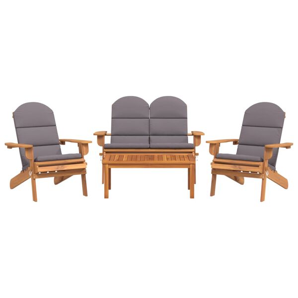 vidaXL 4 Piece Adirondack Garden Lounge Set Solid Wood Acacia