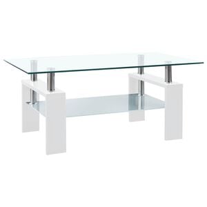 vidaXL Coffee Table White and Transparent 95x55x40 cm Tempered Glass