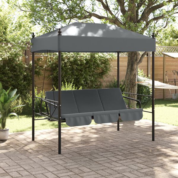 vidaXL Garden Swing Bench with Canopy Dark Grey&nbsp;Steel