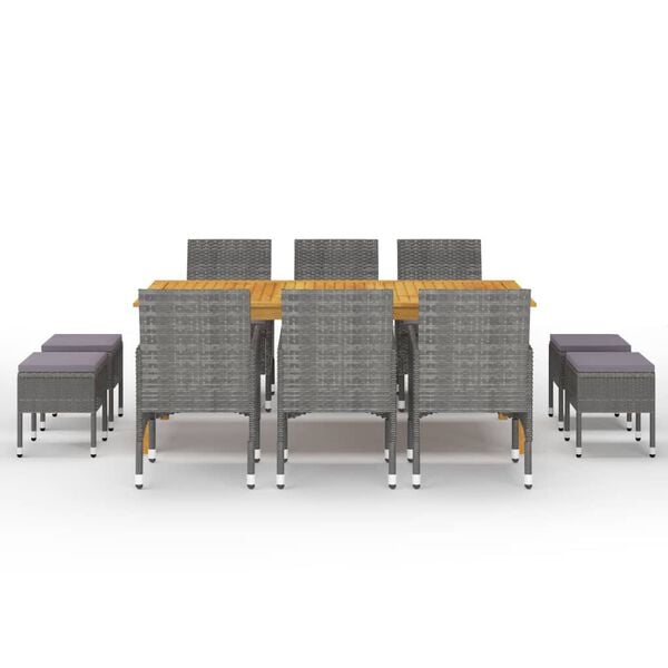 vidaXL 11 Piece Garden Dining Set Grey
