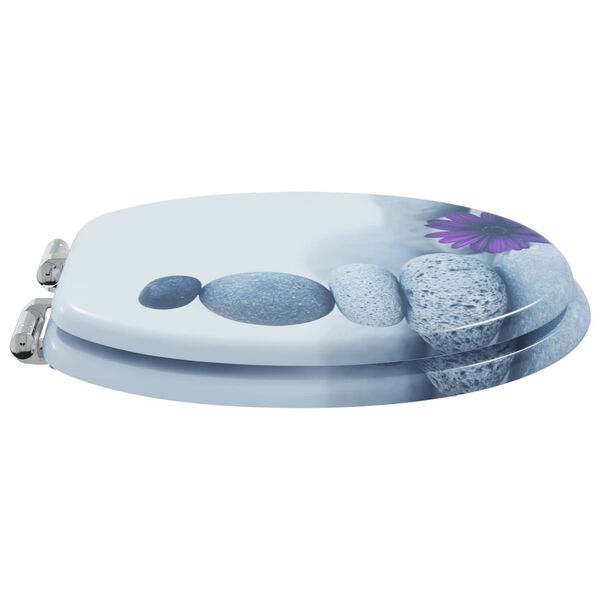 vidaXL WC Toilet Seats 2 pcs with Soft Close Lids MDF Pebbles Design