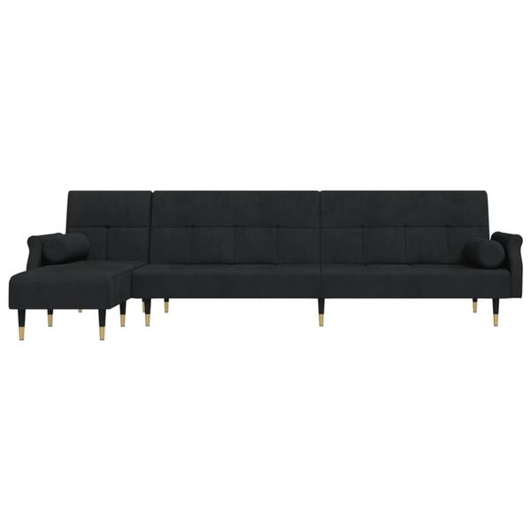 vidaXL L-shaped Sofa Bed Black 271x140x70 cm Velvet