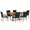 vidaXL 7 Piece Garden Dining Set Poly Rattan Black