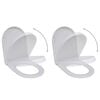 vidaXL Toilet Seats with Soft Close Lids 2 pcs Plastic White