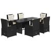 vidaXL 7 Piece Garden Dining Set with Cushions Black Poly Rattan