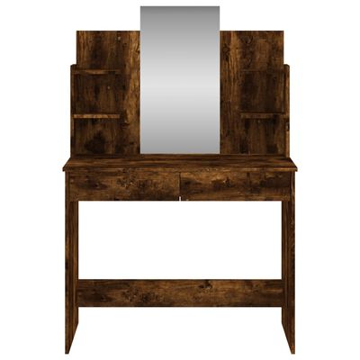 vidaXL Dressing Table with Mirror Smoked Oak 96x39x142 cm