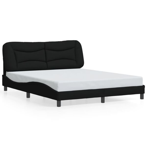 vidaXL Bed Frame without Mattress "Hvar" Black 152x203 cm Queen Fabric