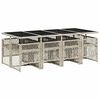 vidaXL 9 Piece Garden Dining Set with Cushions Light Grey Poly Rattan