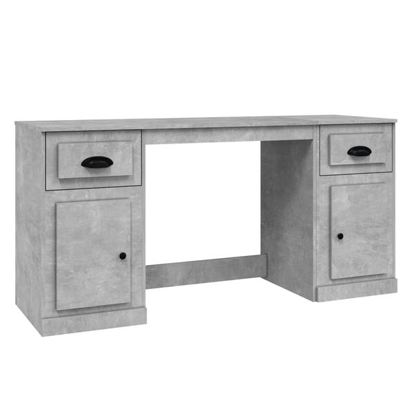 vidaXL Desk with Cabinet Concrete Grey Engineered Wood