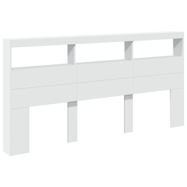 vidaXL Headboard Cabinet with LED White 200x17x102 cm