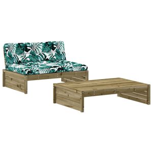 vidaXL 2 Piece Garden Lounge Set with Cushions Impregnated Wood Pine