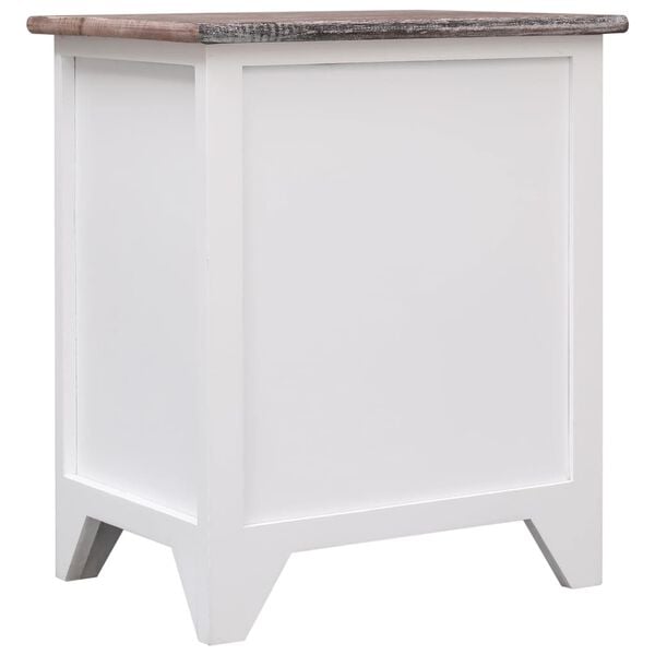 vidaXL Nightstand Brown and White 38x28x45 cm Paulownia Wood