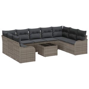 vidaXL Garden Sofa Set 10 pcs Grey Poly Rattan