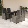 vidaXL 5 Piece Garden Dining Set with Cushions Grey Poly Rattan
